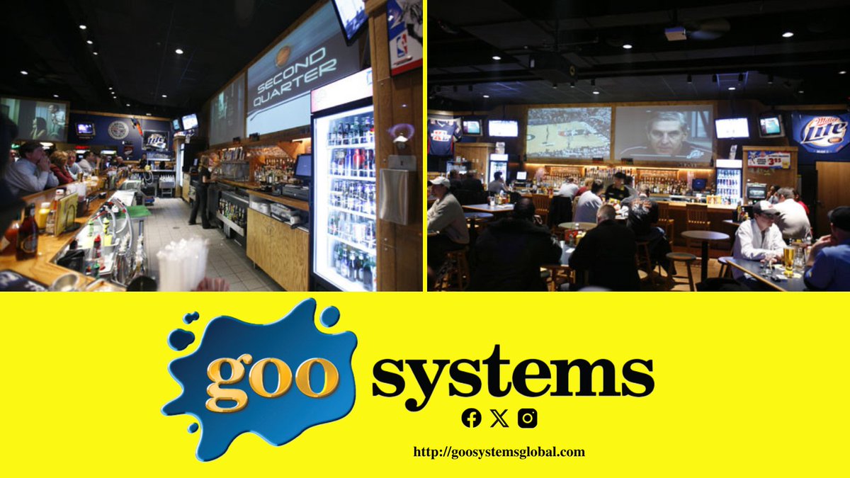 GooSystems's tweet image. @BWWings Goes Wild for Goo!
Sport View Technology of Brighton, MI installed 8 Goo screens for the Buffalo Wild Wings sports bar and restaurant in Canton, MI. #GooSystems #ScreenGoo #projection
