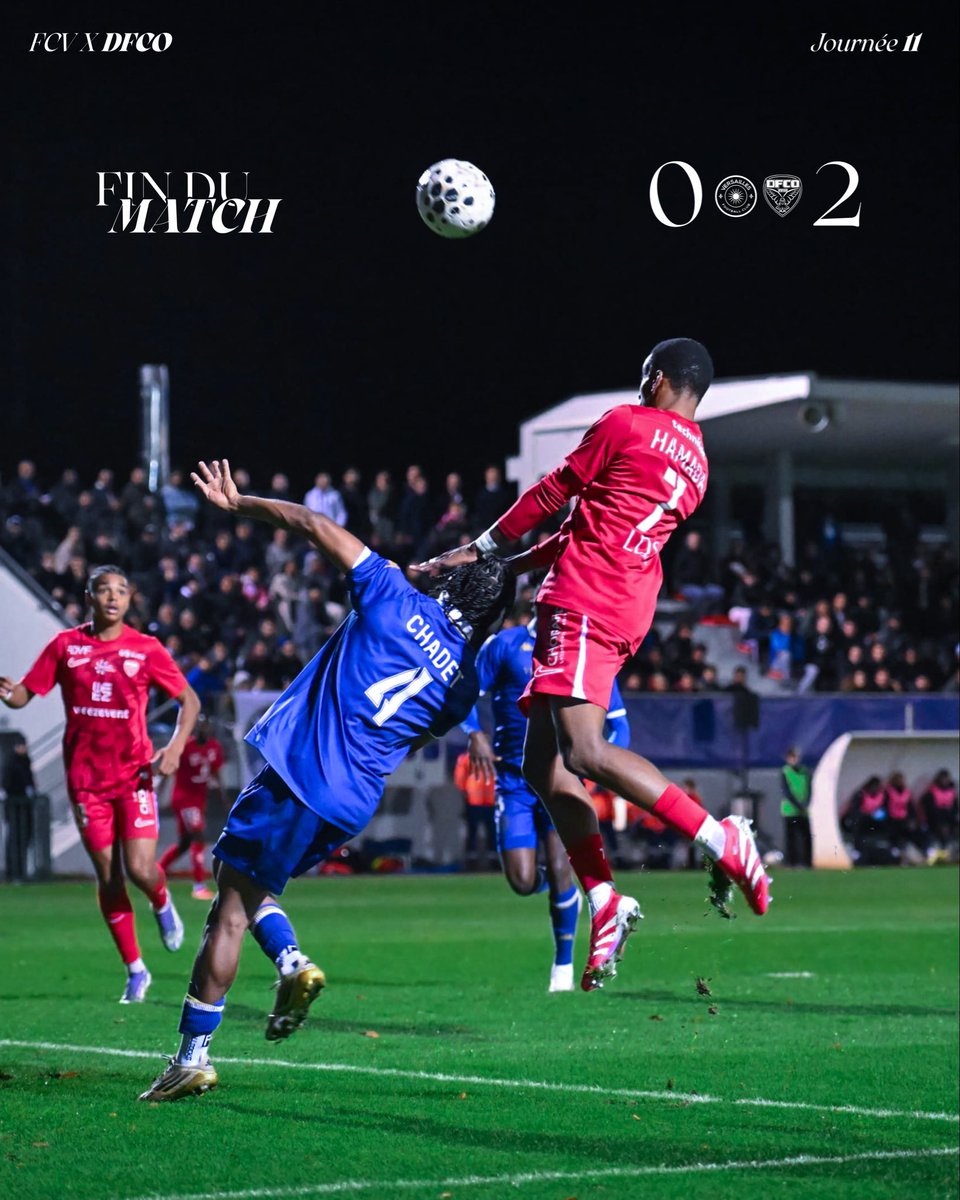 ⏱️ 90+5’ | C’est terminé ! Le DFCO s’impose face au dauphin et prend la place de son adversaire du jour ! 🔥

Troisième victoire consécutive pour les hommes de Baptiste Ridira, toujours invaincus cette saison 📊

On enchaîne dès samedi avec un déplacement en Coupe de France sur