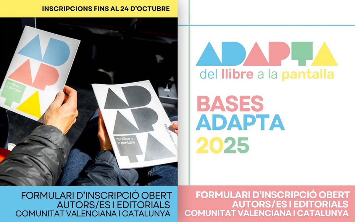 ADAPTA MARKET 🎬📘 Se acerca la VI edición de la jornada Adapta Literary Market, el evento presencial organizado cada año por Adapta Market en la Filmoteca de Valencia con el objetivo de generar sinergias entre el mundo editorial y el audiovisual.

📣 Ya están publicadas las