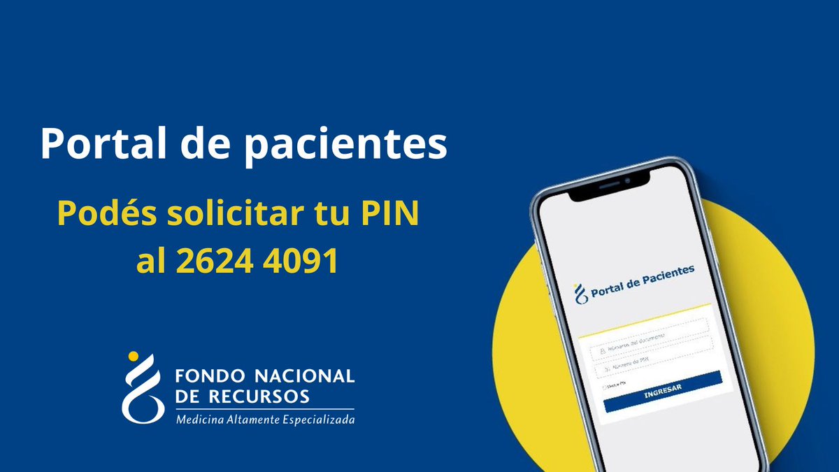 ➡️Ahora podés consultar el estado de tu trámite y la fecha de retiro de medicación en el Portal para Pacientes. Pedí tu PIN al 2624 4091. 

Más cómodo, más accesible.