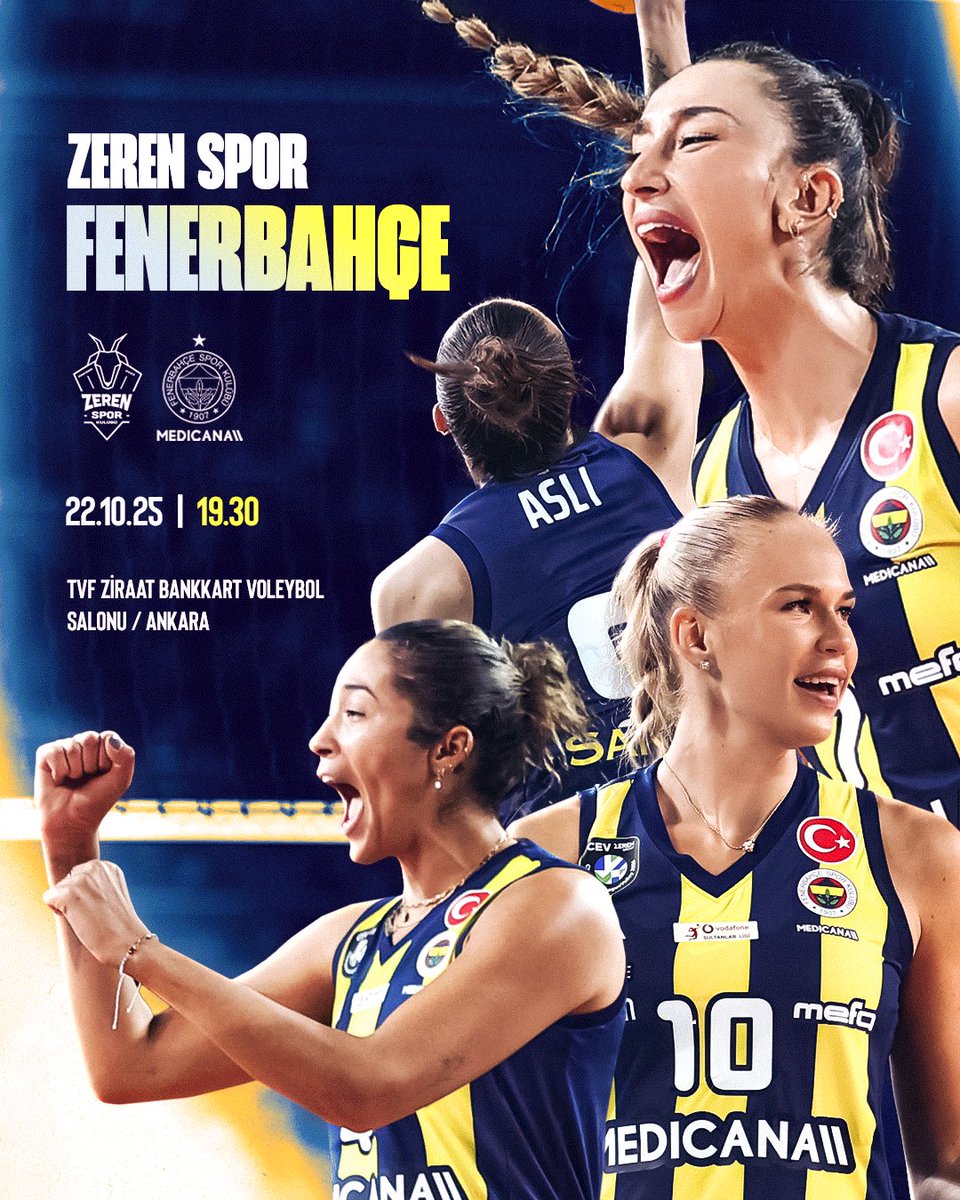 FBvoleybol's tweet image. 🏆 Vodafone Sultanlar Ligi 3. Hafta
🆚 Zeren Spor
🗓 22 Ekim Çarşamba
🕢 19.30
📍 TVF Ziraat Bankkart Voleybol Salonu
📺 TVF Voleybol TV YouTube
📱 #SarıMelekler