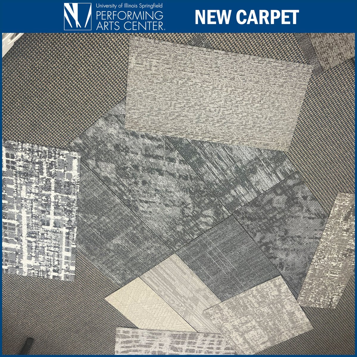 🎭 Our Sangamon Auditorium refresh is moving along! We’re checking out carpet samples and dreaming big for the reopening in Fall 2026. What will it be? 👀✨