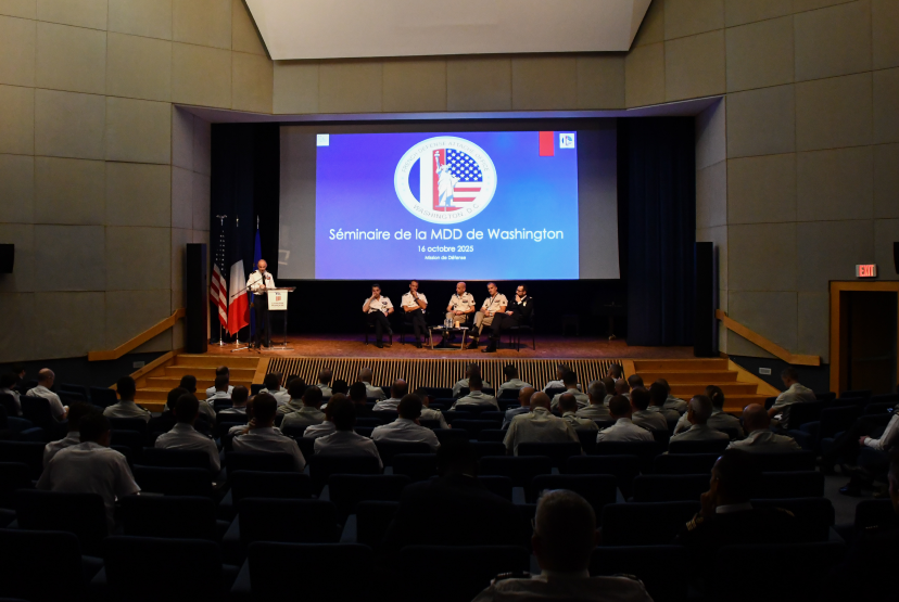 FRDefenseUSA's tweet photo. 📍Washington | On October 16, Gen. Morand @FRDefenseUSA opened its annual seminar uniting 100 liaison and exchange officers within 🇺🇸 military staff. 🇫🇷Amb. Bili @franceintheus, Col. Bryant @DGRIS_FR &amp; RADM. Bossu @FrenchForces shared their vision of #FranceUSA defense ties💪. https://t.co/XlBNyRGvzr