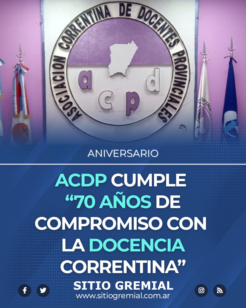 🗞 𝗔𝗖𝗗𝗣 𝗰𝘂𝗺𝗽𝗹𝗲 ❞𝟳𝟬 𝗮𝗻̃𝗼𝘀 𝗱𝗲 𝗰𝗼𝗺𝗽𝗿𝗼𝗺𝗶𝘀𝗼 𝗰𝗼𝗻 𝗹𝗮 𝗱𝗼𝗰𝗲𝗻𝗰𝗶𝗮 𝗰𝗼𝗿𝗿𝗲𝗻𝘁𝗶𝗻𝗮❞ - 𝗦𝗜𝗧𝗜𝗢 𝗚𝗥𝗘𝗠𝗜𝗔𝗟
.
▶ sitiogremial.com.ar/nota/36687/acd…
.