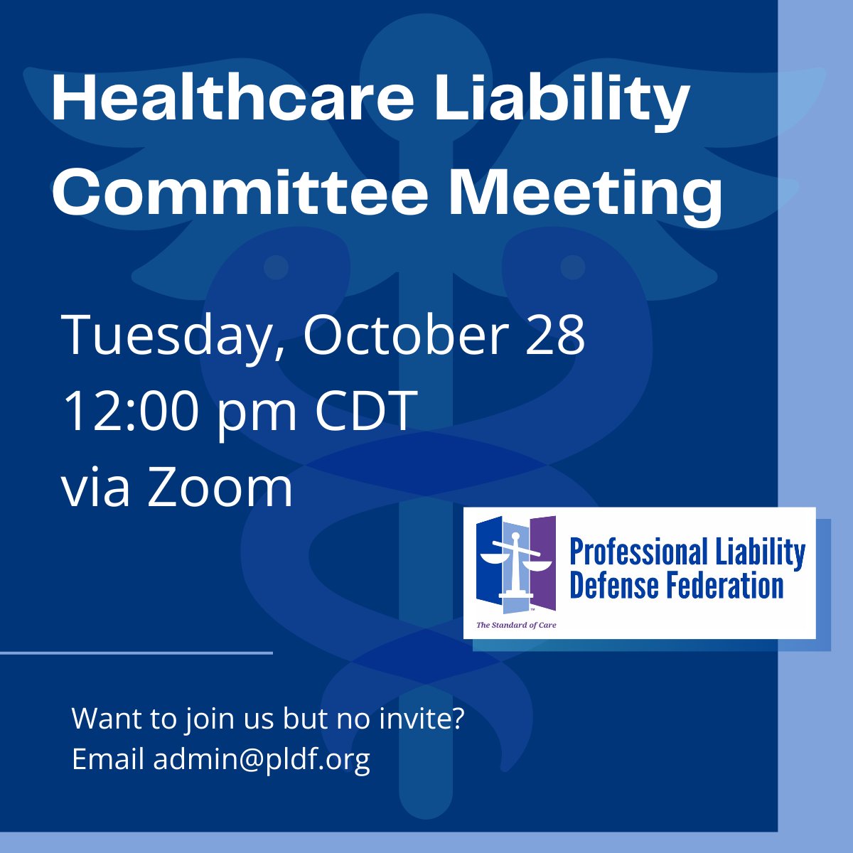 PLDF1's tweet image. Join us next week for the PLDF's Healthcare Liability Committee Meeting!