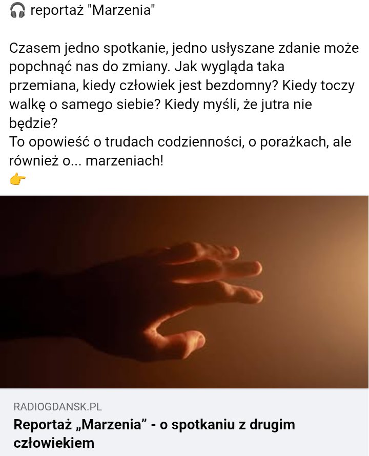 🎧 reportaż "Marzenia"
<a href="/RadioGdansk/">Radio Gdańsk</a> 

Do posłuchania 👉 radiogdansk.pl/audycje/manufa…