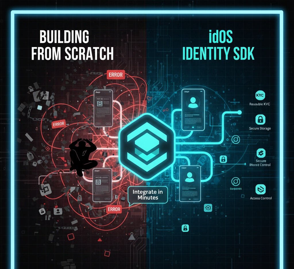 ColasoGraphics's tweet image. You spend weeks building custom KYC, data storage, and access control for every dApp. That&apos;s wasted time.
@idOS_network provides the Identity SDK:
 Verify Once: Reusable credentials across any chain.
Plug &amp;amp; Play: Integrate in minutes, not months.
#Web3Dev #IdentitySDK