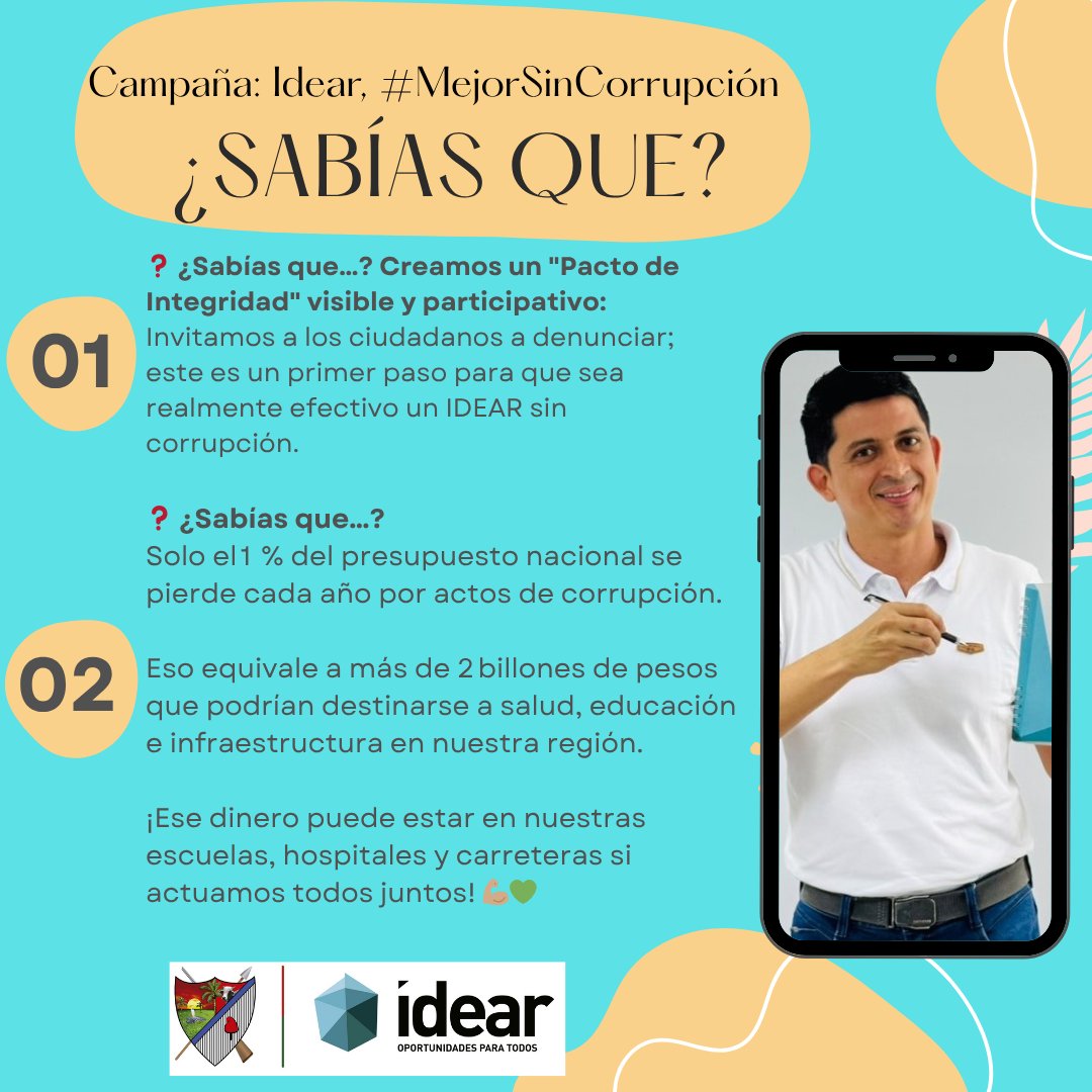 Idear_Arauca's tweet photo. #IdearMejorSinCorrupción 
En el marco del #PTEP (Programa de Transparencia y Ética Pública) queremos que todos se sumen a una iniciativa ¡realmente transformadora!
#IdearMejorSinCorrupción #AraucaMejor #Transparencia #ÉticaPública #DenunciaYa  #ParticipaciónCiudadana https://t.co/fBhChFhKFN