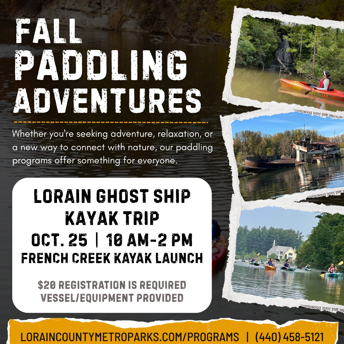 Join us for an advanced kayak trip to see the ghost ship of the Black River! This 4-hour, 6-mile round-trip paddle departs from French Creek Launch and takes you to the infamous ghost ship in the Black River Basin. Register: tinyurl.com/LCMP-Paddling-….