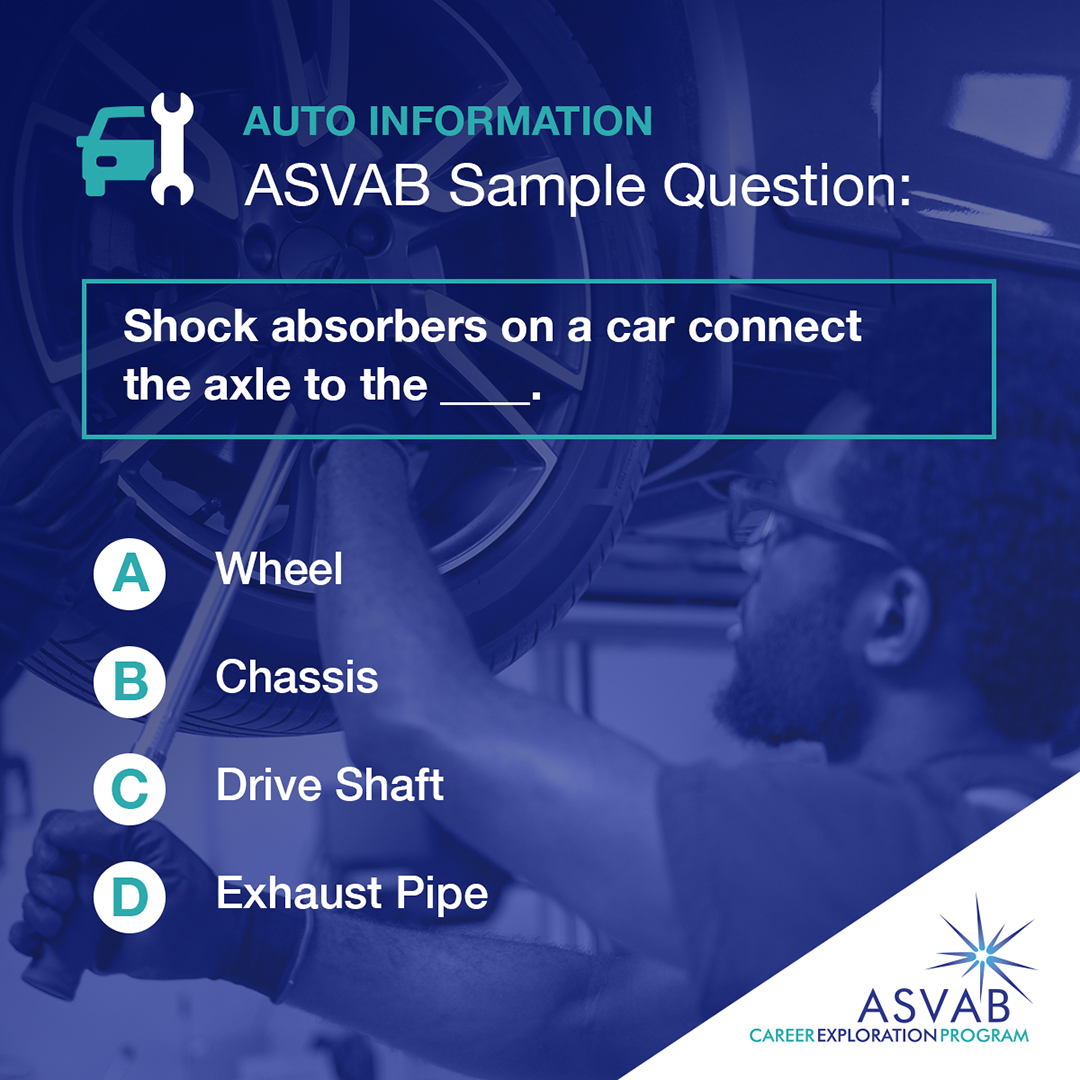 asvabcep's tweet image. How much do you know about cars? 🚗

Take your knowledge for a spin with this week’s Test Question Tuesday! 

Find more sample test questions at asvabprogram.com/student. #ASVABCEP #TestQuestionTuesday
