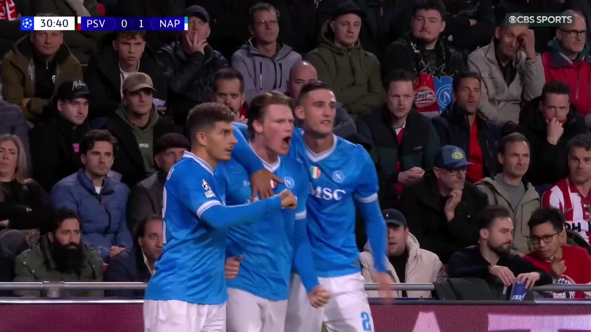 A man reborn in Naples 🇮🇹Scott McTominay scores his first #UCL goal for Napoli ✨