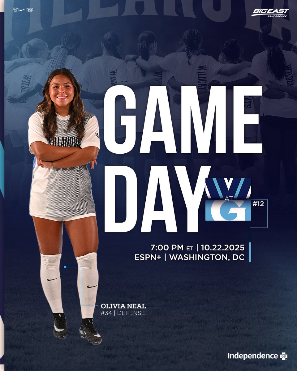 NovaWSoccer's tweet photo. Taking on #12 today‼️let’s goooo ‘Cats😼🤩

🆚 Georgetown
🕖 7:00pm
📍 Washington, DC
📺 ESPN+ https://t.co/2g06qPHnGX