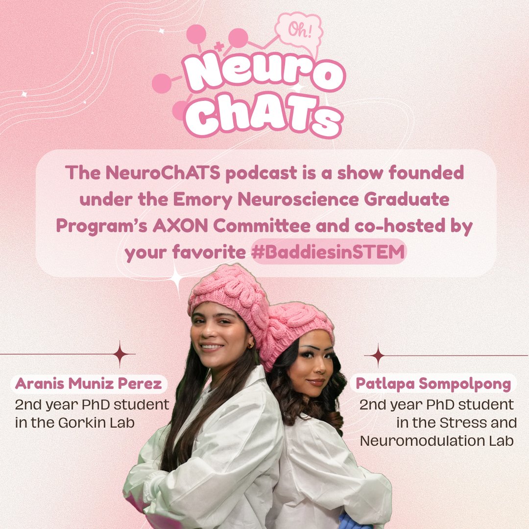 EmoryAXON's tweet photo. The AXON Committee of @neurophd_emory is thrilled to announce the launch of our new podcast show, NeuroChATs! 🥳🎉 Our first episode featuring @hepler_lab  is now available on Spotify and Apple Podcasts:

https://t.co/t7LnOesI50
https://t.co/BmJfxszv7P https://t.co/e6ex4QkJ2k