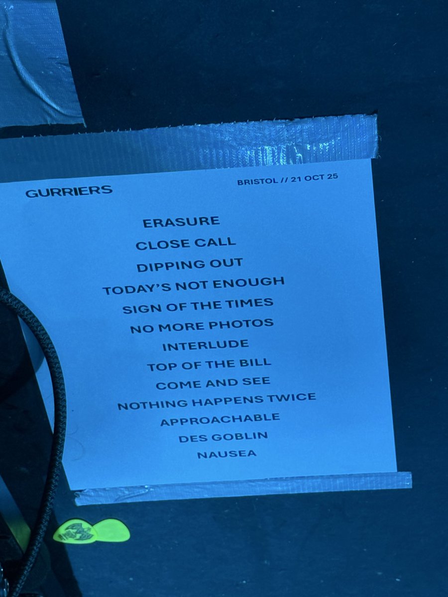 GurriersHQ's tweet image. Setlist in Bristol tonight!