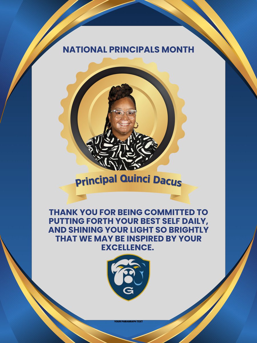 We celebrate our principal <a href="/DacusQuinci/">QuinciD</a> . Thank you for all that you do for our building. 
#principalsmonth