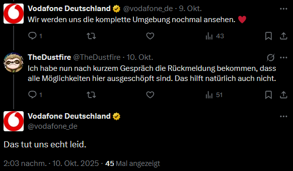 TheDustfire's tweet photo. @vodafone_de Hab ich damit gegen den Support gewonnen oder wie is? Kurze Anmerkung hierzu: Nach Sonderkündigung hätte ich sogar noch WENIGER Internet als vorher https://t.co/5vNFNjcPVb