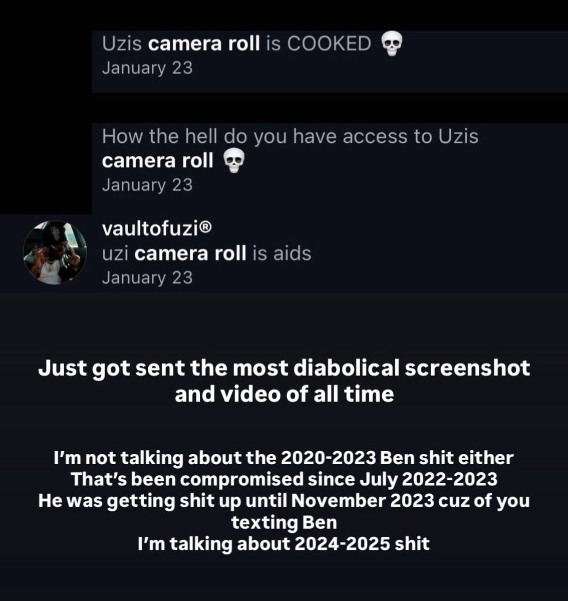 codeinekrazy0's tweet image. Uzis recent 2024-2025 music could be in jeopardy of leaking potentially soon
This could potentially ruin Uzi next album if this happens