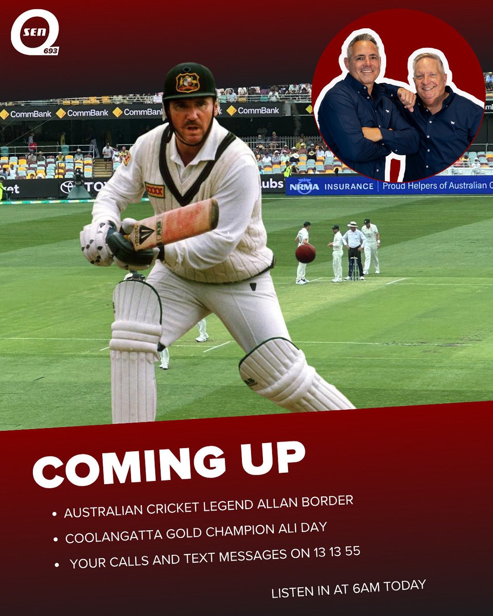 COMING UP | 
Huge show this morning with Corey Parker and Ian Healy featuring: 
- Australian Cricket Legend Allan Border 
- 10x Coolangatta Gold Champion Ali Day
- All the fallout from Jonah Pezats landmark deal. 

Listen Live: sen.com.au/listen