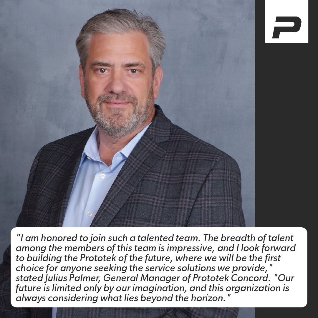 🌟 Exciting News at Prototek! 🌟

We are thrilled to announce the appointment of Julius Palmer as the new General Manager of Prototek Concord!

Learn More: prototek.com/press-release/…

#Prototek #Leadership #ManufacturingExcellence #CNC #SheetMetalFabrication #TeamPrototek