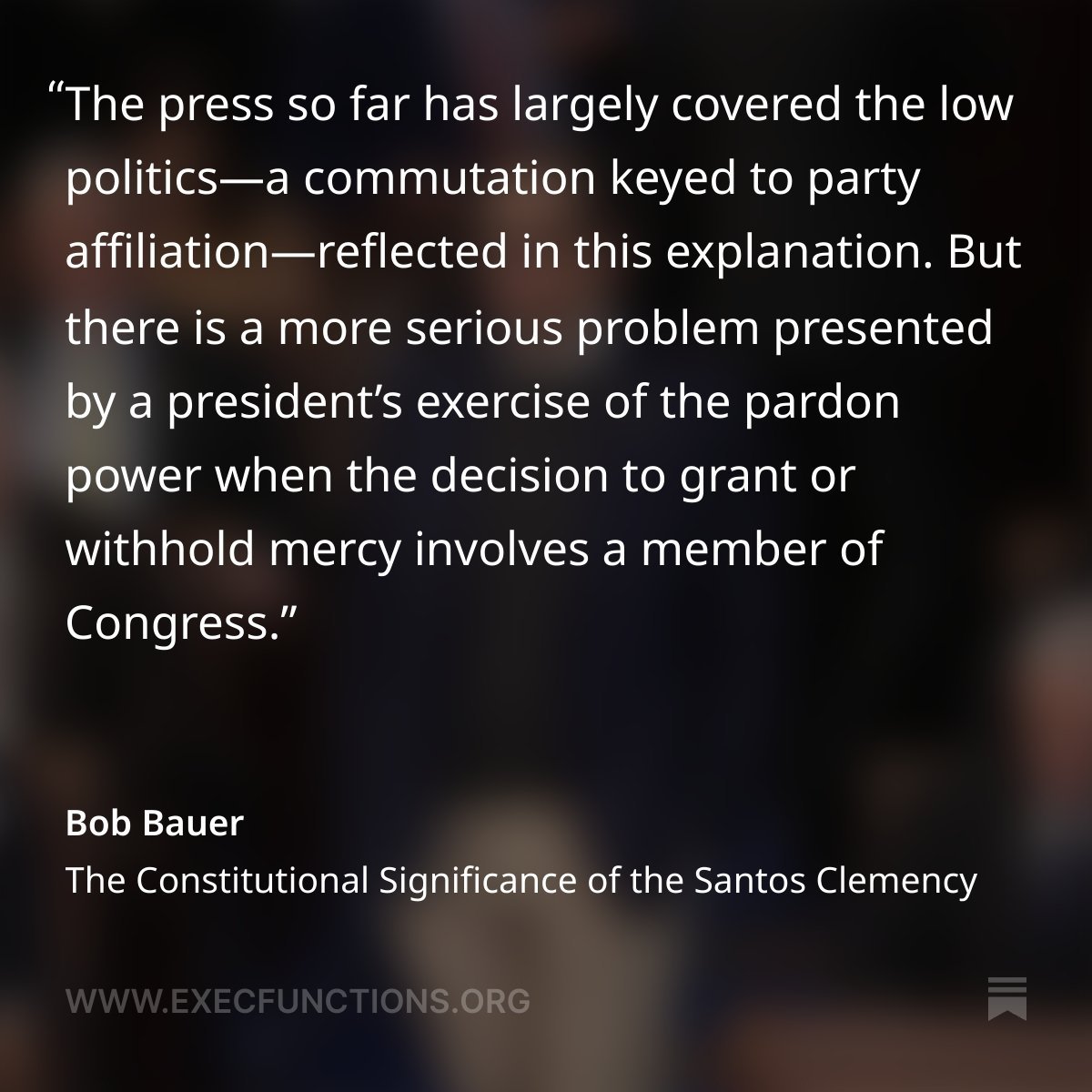 Exec_Functions's tweet image. Today, Bob Bauer argues that Trump’s commutation of George Santos’s sentence shows how clemency has become a political tool—and why reform to check its abuse is increasingly urgent. execfunctions.org/p/the-constitu…