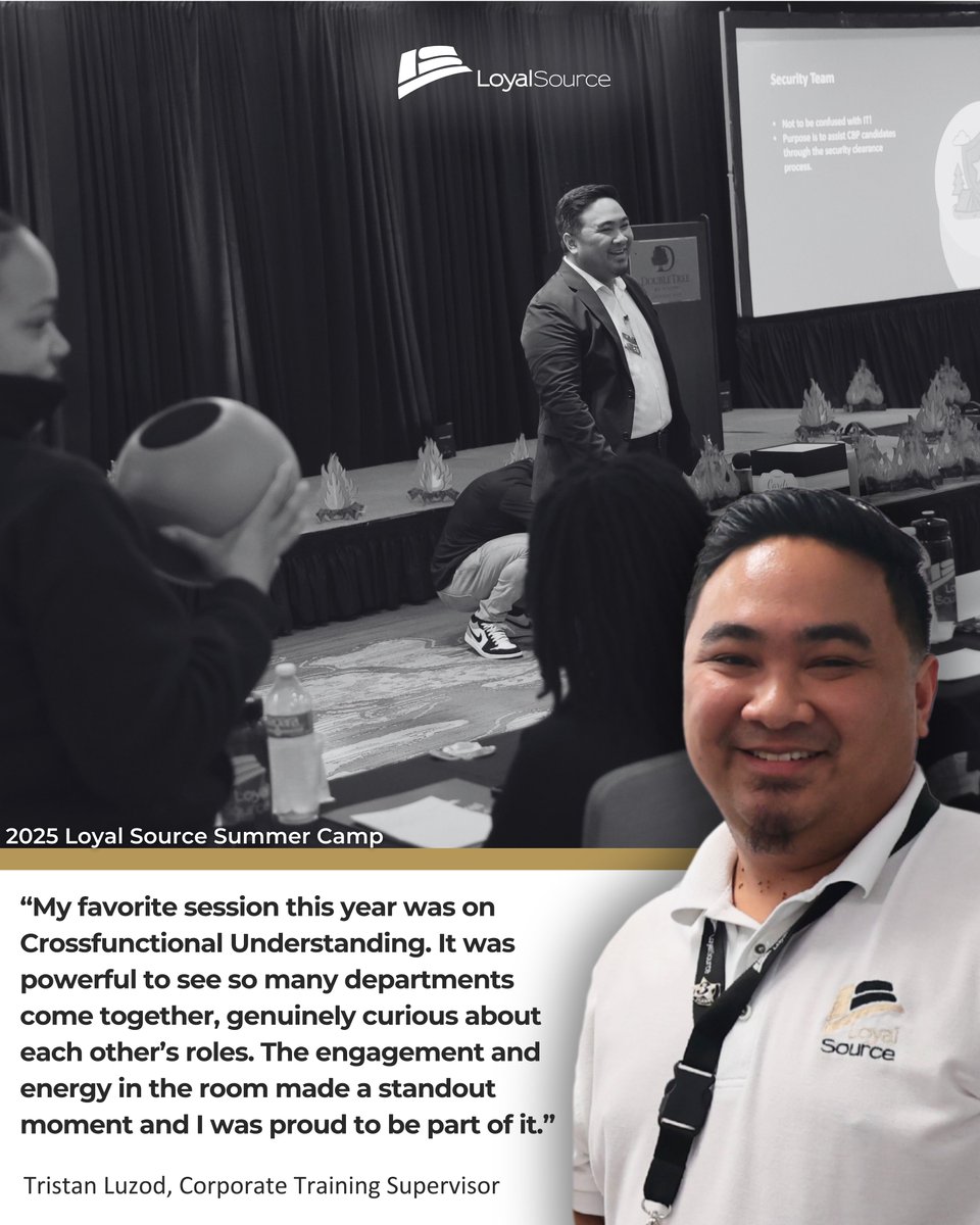 LoyalSourceGS's tweet image. Training Tuesday Spotlight 🌟 Meet our Corporate Training Supervisor, sharing his favorite session of the year! This training brought together every team to showcase how everyone contributes to our shared purpose.  It’s all about building connection, culture, and community!