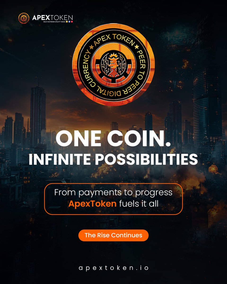 ApexTokenltd's tweet photo. From digital payments to decentralized power — ApexToken is redefining what one coin can do.
#ApexToken #CryptoRevolution #InfinitePossibilities https://t.co/SOEKBRGWt3