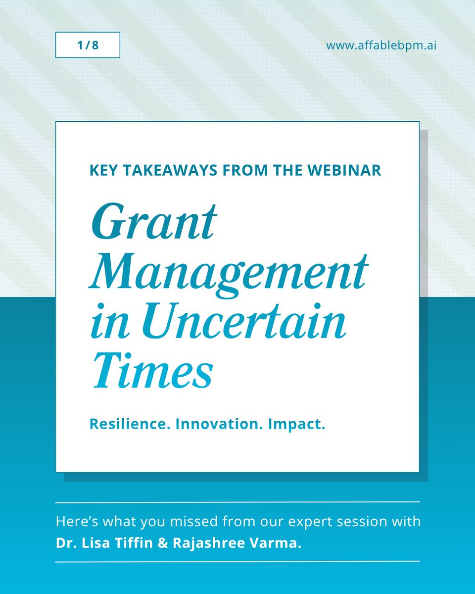 Uncertain times demand resilient systems and smarter strategies.

#GrantManagement #BPM #Automation #AIinGrants #Resilience #AffableBPM #WebinarHighlights