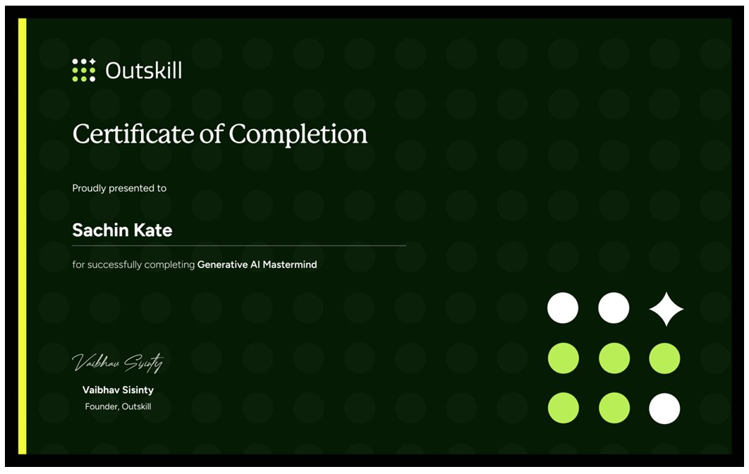 sachinkatewords's tweet image. Certified in the Generative AI Mastermind Workshop with aOutskill ! 🚀 Immensely grateful to  team for the journey. Check out my Article here on LinkedIn: linkedin.com/pulse/grateful… to apply AI + writing + authenticity.  #Outskill #GenerativeAI #AIforAuthors #authorsachinkate