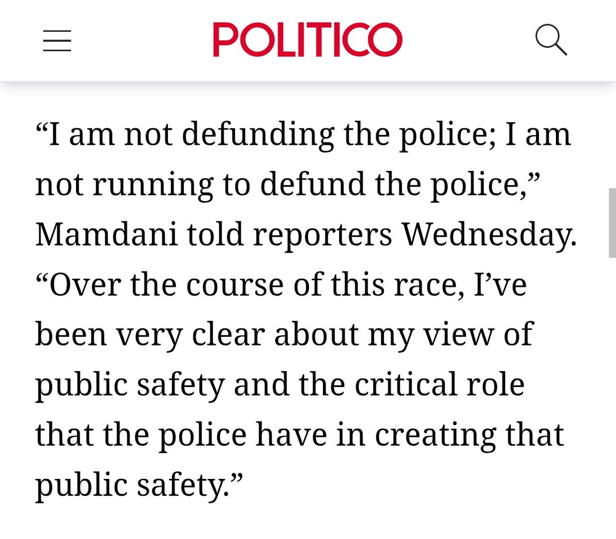 paolomossetti's tweet image. In realtà Mandami ha più volte preso le distanze dallo slogan #defundthepolice, che aveva sottoscritto durante le proteste per George Floyd. E non c'è nessun segnale che voglia andare segretamente in quella direzione (sotto è @politico).