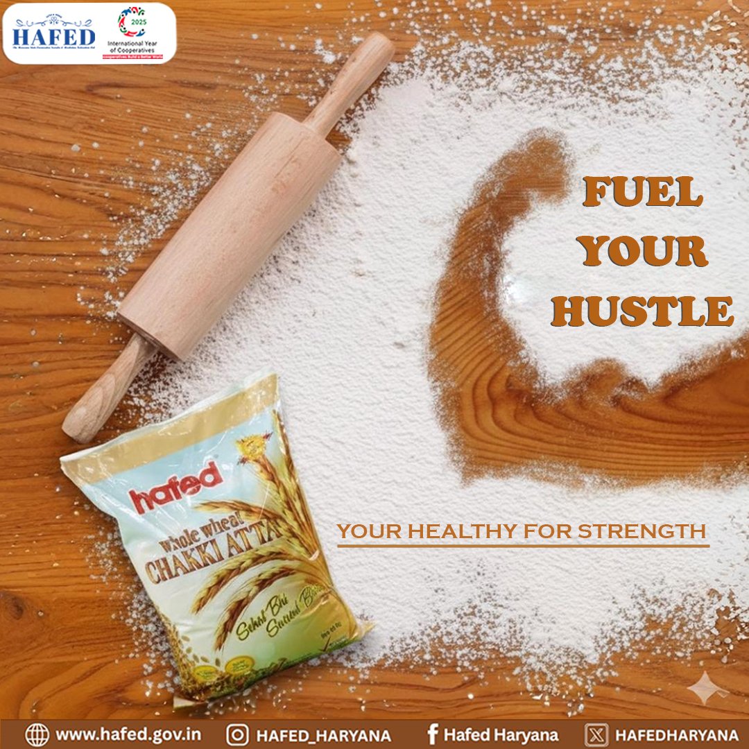 hafedharyana's tweet image. "Whole wheat power to keep you going! Get your healthy start. 🌾

 #FitnessFuel #IndianFood #Atta"