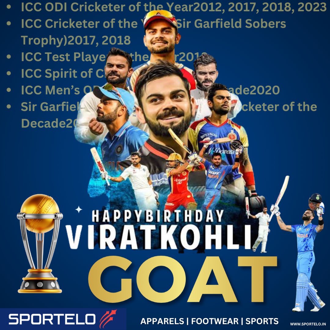 mysportelo's tweet photo. 🎉 Happy Birthday, King Kohli! 👑🏏
From *Sportelo*, we celebrate the legend who redefined passion, consistency, and dominance on the cricket field!
Here’s to more runs, more records, and more inspiration for every cricket lover out there! 🙌
💙 Keep playing it your way, Virat! https://t.co/nVTd9rHt52