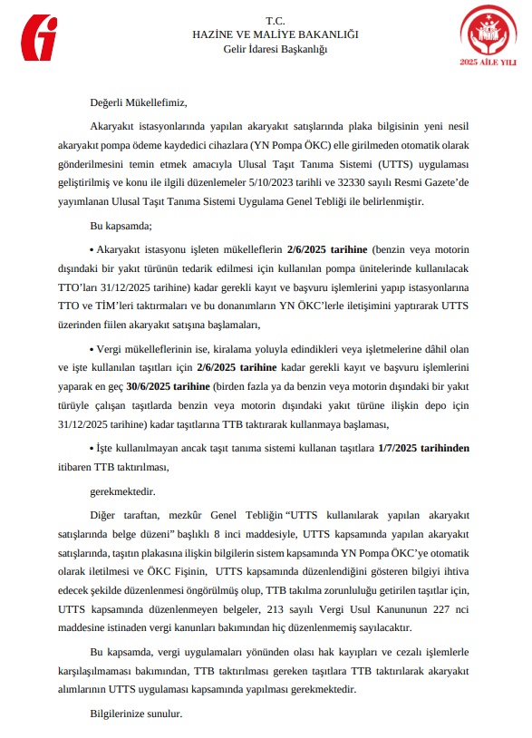 Murat__OKTAY's tweet photo. Gelir İdaresi, UTTS kapsamında TTB taktırma zorunluluğuna ilişkin bilgilendirme yazıları Su Sabah Gönderilmeye Başlandı. 

Fakat ilginç Olan ticari faaliyeti olup Üzerine kayıtlı Otomobil olan Herkese Gidiyor Bu yazılar. 

Oysa zorunluluk; işte kullanılan, işletmeye kayıtlı ya da kiralanmış taşıtlar için söz konusudur. Her mükellefin otomobiline TTB takılacak gibi bir algı oluşmaması gerekir.

🔹 İşletmede kullanılmayan aktife kayıtlı Olmayan binek araçlar için zorunluluk yok.

Bilgilendirme düzgün yapılmadığında karmaşa doğuyor.
Mükelleflerin gereksiz masraf ve işlem yükü ile  karşılaşmaması için daha net bir iletişim şart.