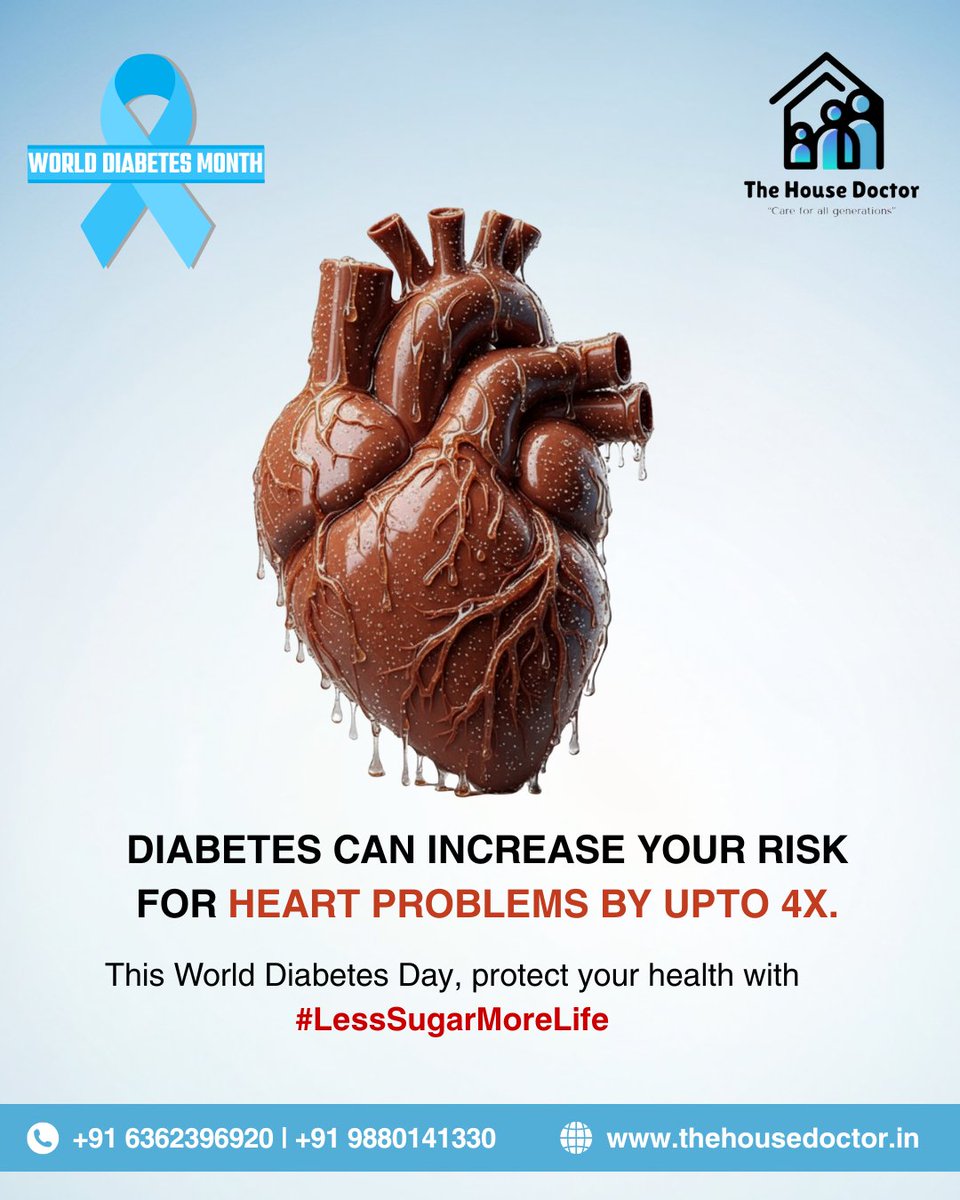 HouseDoctoblr's tweet photo. High blood sugar can silently damage your blood vessels and heart over time — but with awareness and healthy habits, you can take control.

Visit https://t.co/tRI7druQAI
for more tips and guidance.
📞 +91 6362396920 | +91 9880141330
#WorldDiabetesMonth #WorldDiabetesDay https://t.co/70BppO9SOC