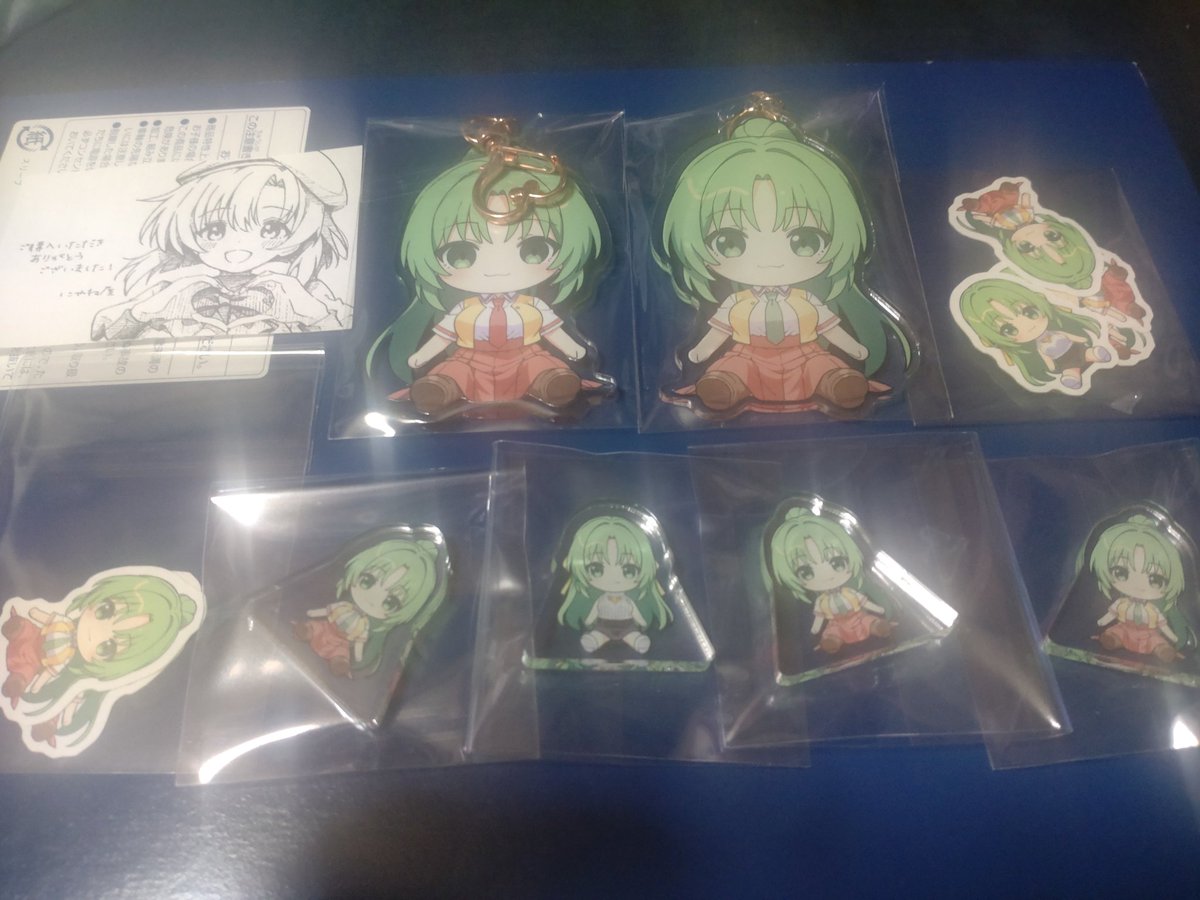 にやね屋(<a href="/niyane/">にやね</a>)様より、ぬい風アクリルフィギュアとアクキーが届いた
詩音と魅音が可愛すぎたので追加購入
癒やしをありがとうございます