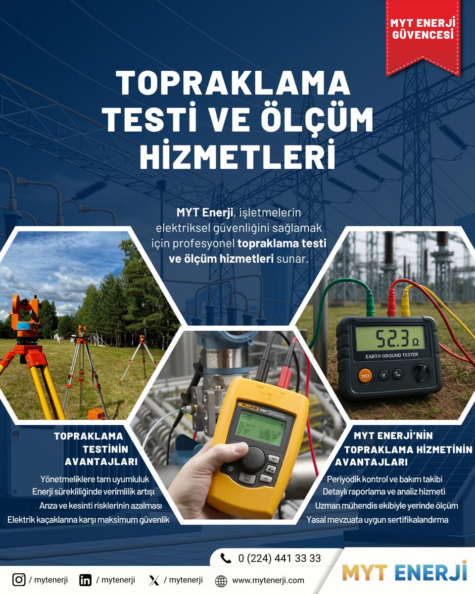 MYT Enerji olarak, uzman mühendis kadrosuyla topraklama testi ve ölçüm hizmetlerinde profesyonel çözümler sunuyoruz.

#enery #enery #yatırımipucları #mytenerji #topraklamatesti #elektrikgüvenliği #enerjiverimliliği #topraklamaölçümü #endüstriyelenerji