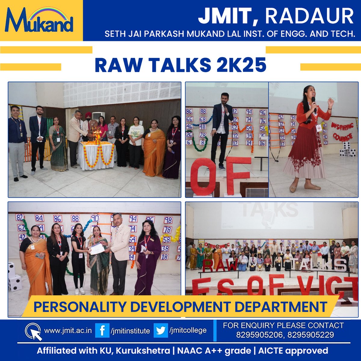 JmitCollege's tweet image. RAW TALKS 2K25 – Speak, Inspire, Transform, by the Personality Development Department, JMIT Radaur

#rawtalks2k25 #personalitydevelopment #communicationskills #publicspeaking #confidencebuilding #youthvoice #campuslife #skillenhancement #personalitygrooming #jmit #jmitradaur