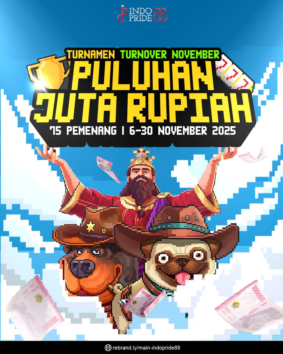 Indopride88_'s tweet photo. November makin seru bareng Turnamen Turnover November di INDOPRIDE88 ! Mulai 6–30 Nov 2025, hadiah puluhan juta rupiah menanti 75 pemenang. Main terus, kumpulkan turnover, dan biarkan keberuntungan berpihak padamu ✨ https://t.co/YaVEHOZVLc