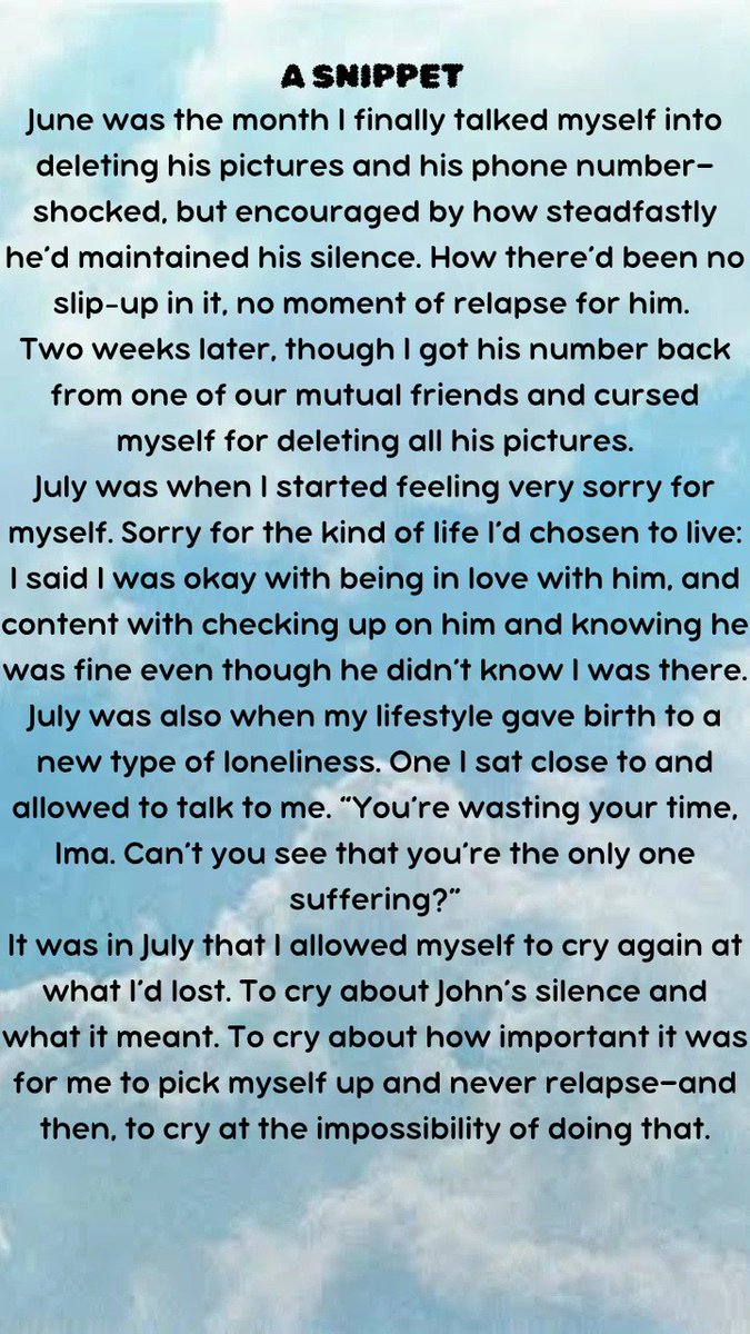 #Questpit When love becomes a cycle of neglect, how do you stop reaching for the person who keeps breaking you?

Find out in "For Single Vulnerable Girls and Lonely Married Women." #W Where THREE WOMEN's emotional intimacy meets ACTS OF DESPERATION's love and loneliness. #A