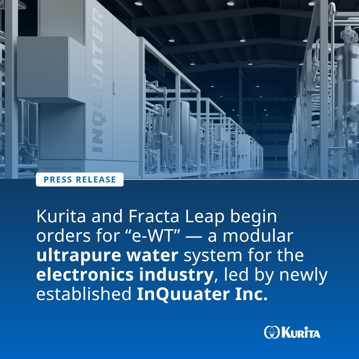 Kurita and Fracta Leap have launched "e-WT," an AI-driven modular #ultrapurewater supply system for the #electronicsindustry, aimed at improving efficiency and reducing environmental impact. #InQuuater has been founded to enhance global sales.
Read news: ow.ly/MW5J50XkN5l