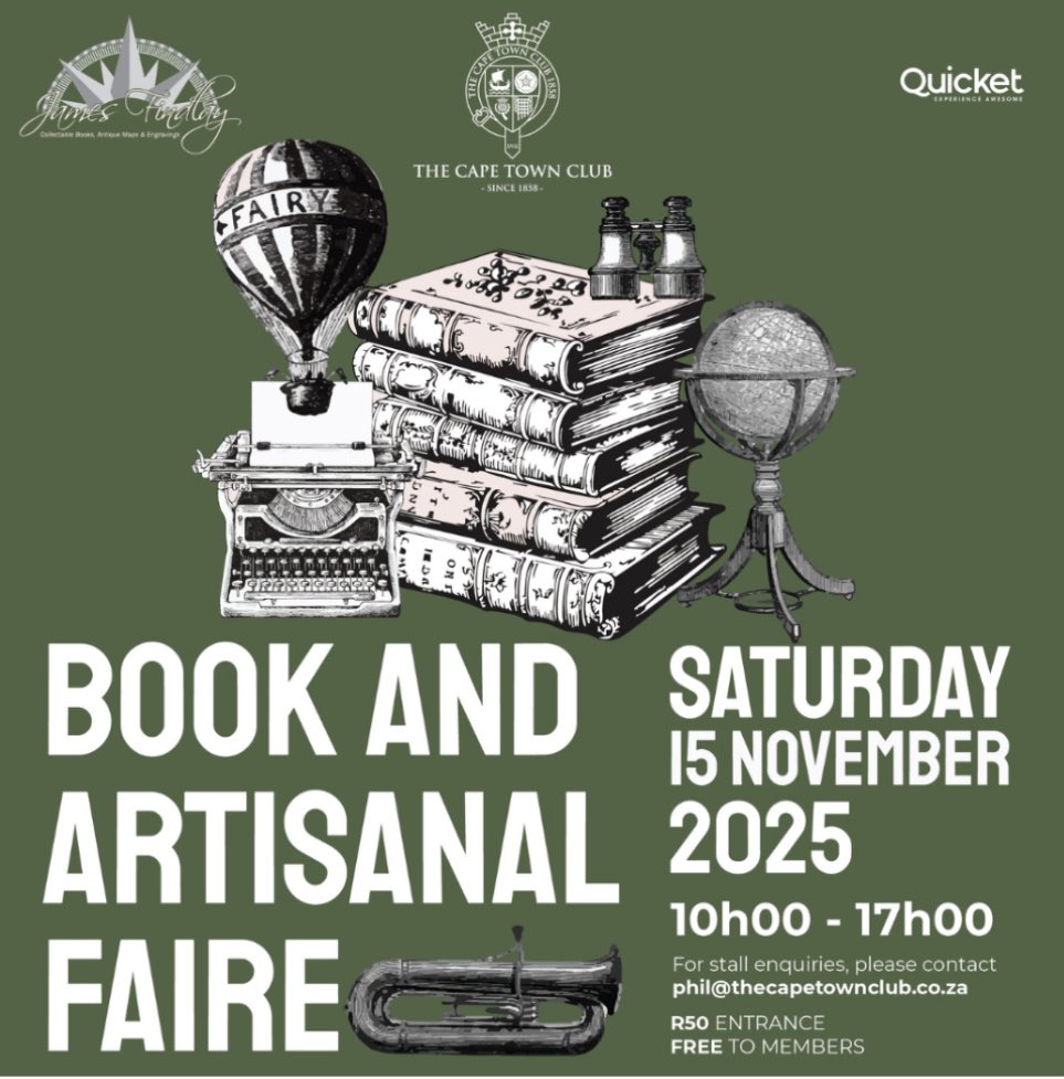 Antique_Maps's tweet photo. Calling all Bibliophiles and Lovers of History; explore The Cape Town Club at the Annual Book Faire on Saturday 15 November

 https://t.co/5ID3mupK5u https://t.co/nsJj0udyhV