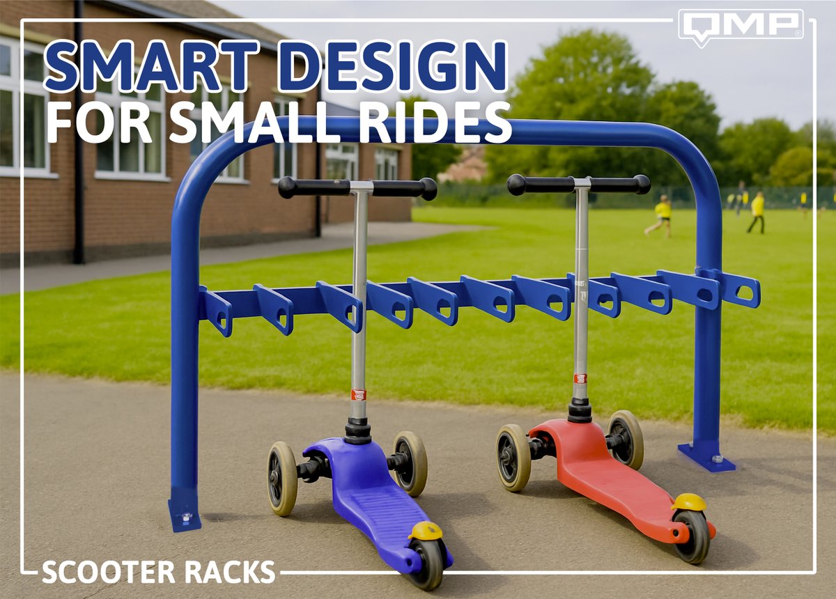 QMP5's tweet image. 🛴 Smart design for small rides.

Tidy up your scooter spaces with QMP&apos;s durable, UK-made Scooter Racks - built for schools, parks and busy community areas. 

🔗 bit.ly/4oRpQFd

#scooterparking #madeinuk #storagesolutions
