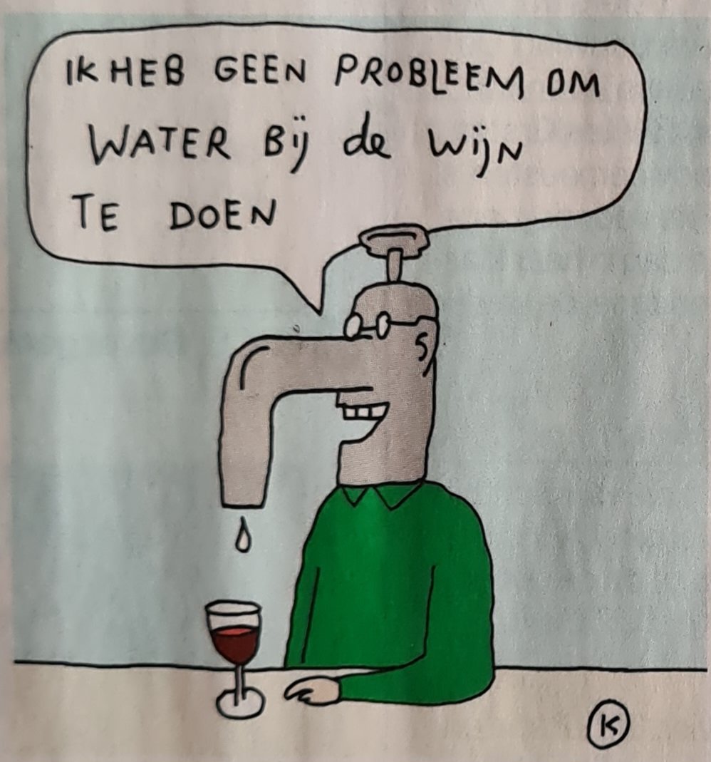 #Kamagurka <a href="/LucZeebroek/">Kamagurka</a> doet water bij de wijn. 👍
#Cartoon voor <a href="/Humo/">humo</a>.