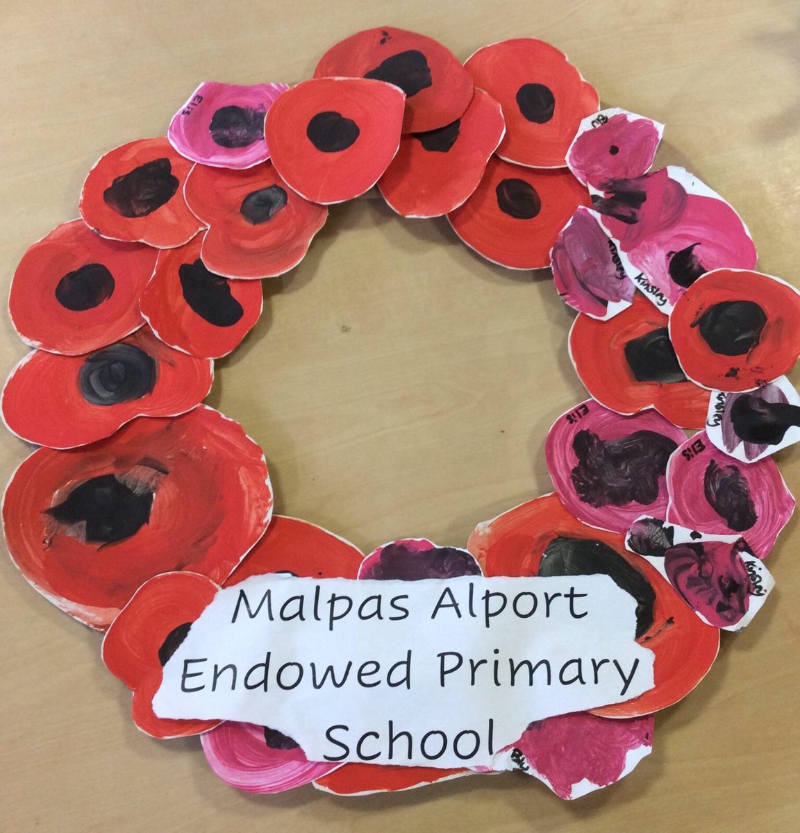 The children of Malpas Aloprt have made a remembrance wreath. Please join us on Sunday as we attend the remembrance parade in the village followed by laying the wreath at the monument outside the church