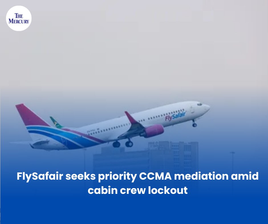 TheMercurySA's tweet image. FlySafair continues to operate all flights on schedule despite a cabin crew work stoppage initiated after failed wage negotiations with SACCA. 
#FlySafair #CabinCrew #WorkStoppage #AviationNews 
Read more: themercury.co.za/business/2025-…