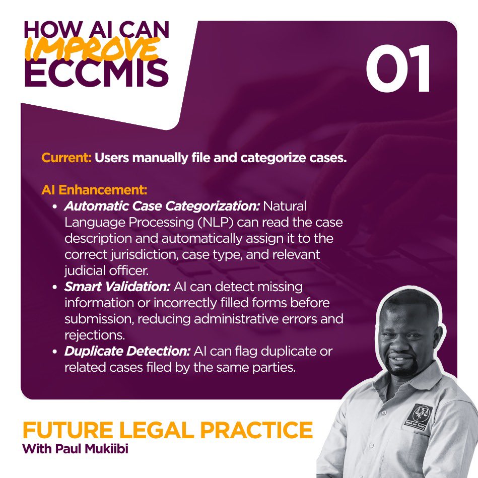 pmpaulmukiibi's tweet image. The Future of Legal Practice 
Users manually file and categorize cases .