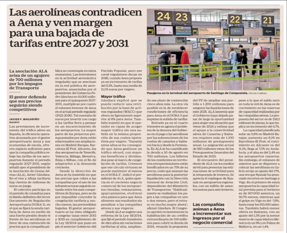 Ministro <a href="/oscar_puente_/">Óscar Puente</a>: 

Ryanair emplea a 10.000 españoles y aporta €28.000M (2% del PIB) gracias a su producto estrella: TARIFAS BAJAS (58€ de media). No es una petición expresa de Ryanair – TODAS las aerolíneas en España rechazan subir las tasas de AENA, empresa 51% pública