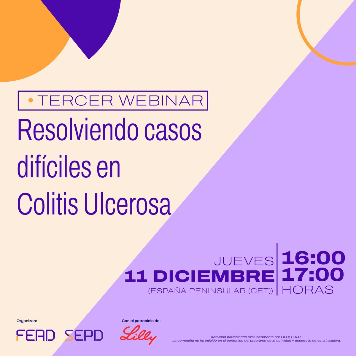 🩺 Si te interesa la Colitis Ulcerosa, este webinar es para ti. 📅 MAÑANA 11 de diciembre, 16-17h España peninsular (CET)
Coordinado por el Dr. <a href="/FArguellesArias/">Federico Argüelles </a>  y con la participación de la Dra. <a href="/IborraMarisa/">Marisa Iborra</a> (<a href="/EiiUnidadLaFe/">Unidad EII La Fe</a>) y la Dra. <a href="/MartaCalvo12/">Marta Calvo Moya</a> (<a href="/DigestivoPdH/">Digestivo Puerta de Hierro</a>).
👉