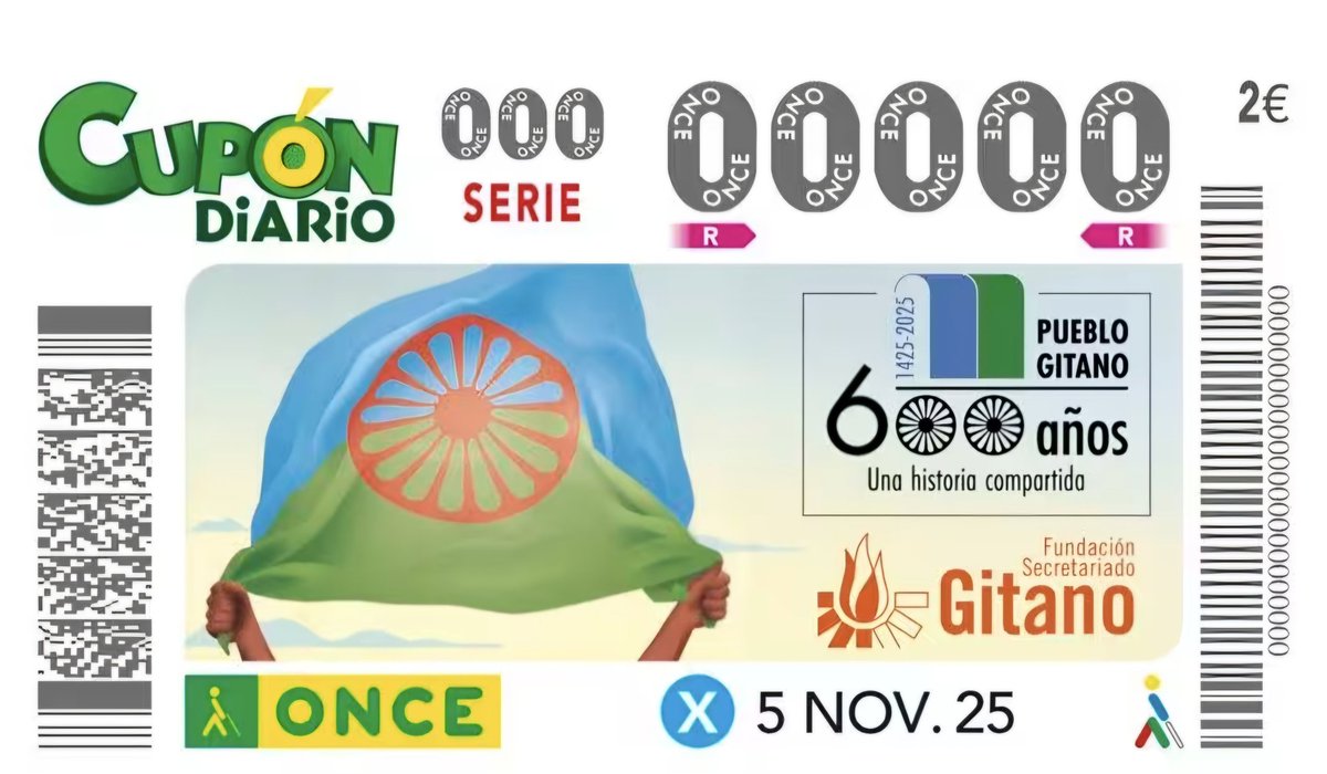 La ONCE dedica su cupón al “Pueblo Gitano” con el lema “Una historia compartida” y pone el logo del Secretariado Gitano.
Claro, la historia compartida del antigitanismo institucional: los payos de la Iglesia hablando por nosotras, gestionando nuestro dolor y recibiendo el dinero