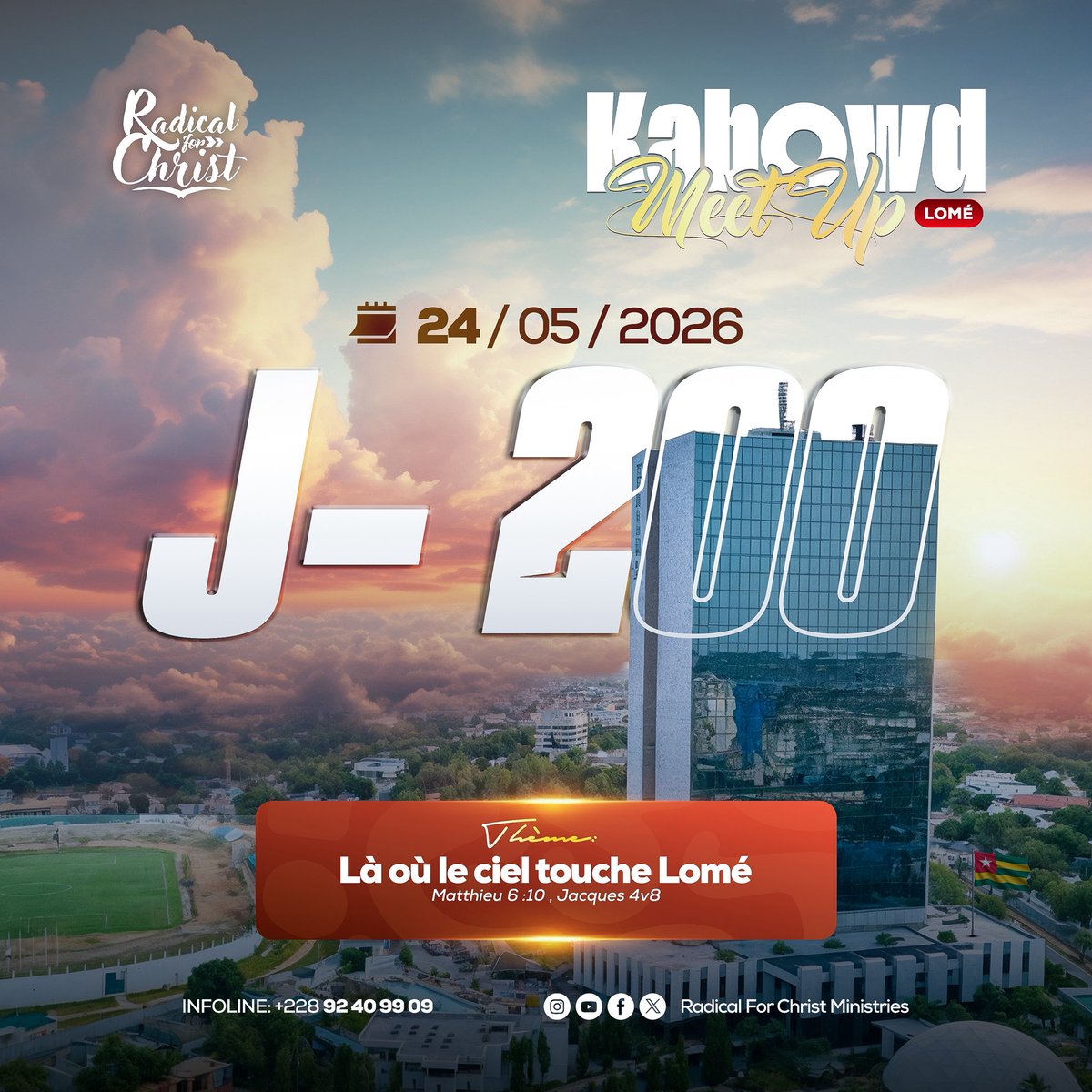 R4C_228's tweet image. Nous sommes à exactement 200 JOURS de la rencontre qui va marquer l&apos;histoire: KABOWD MEET UP Lomé ! 
Et KABOWD est mentionnée 200 fois dans la Bible. Ce n&apos;est pas un hasard !

Êtes-vous prêt(e) à recevoir cette lourdeur glorieuse ? ⚖️🙏

#RadicalForChrist #KabowdMeetUpLomé