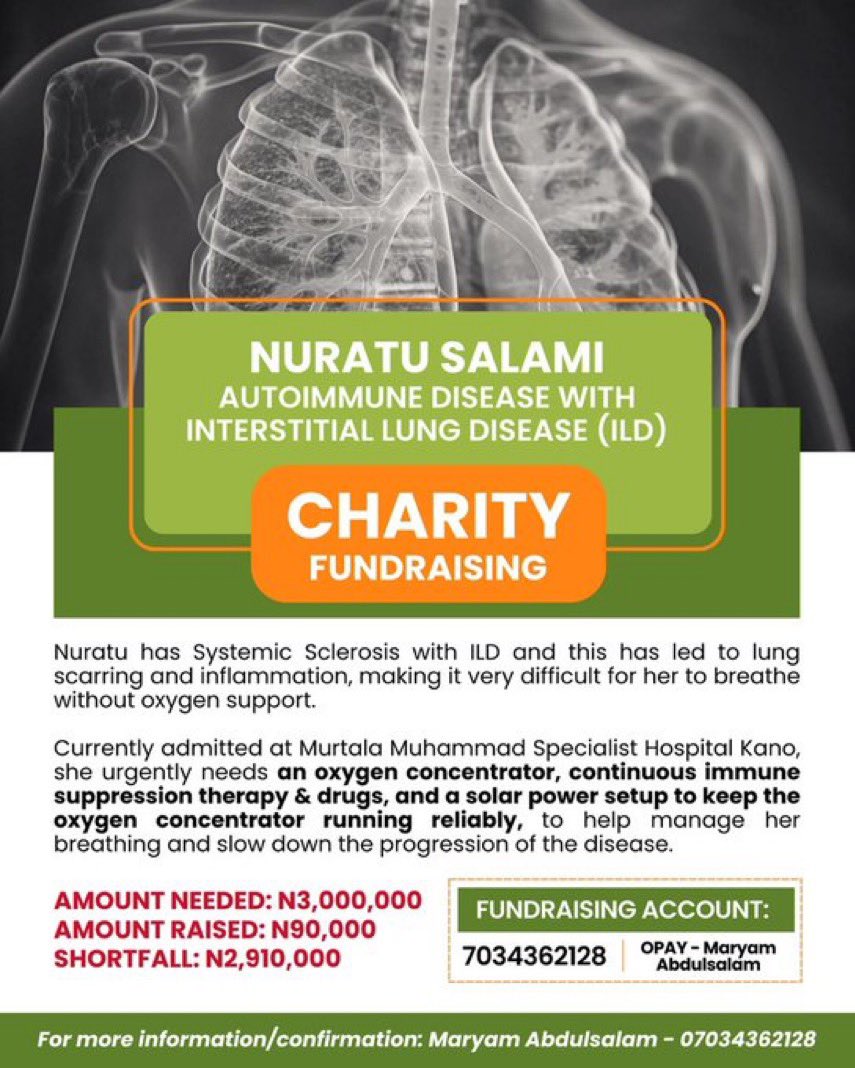 The oxygen we breathe for free, some are dependent on it by machines. 

Pls, help Nuratu breathe!